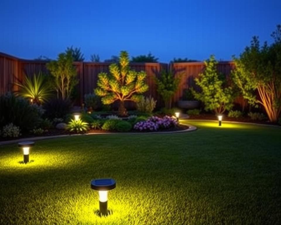 How do you use solar lights effectively in the yard?